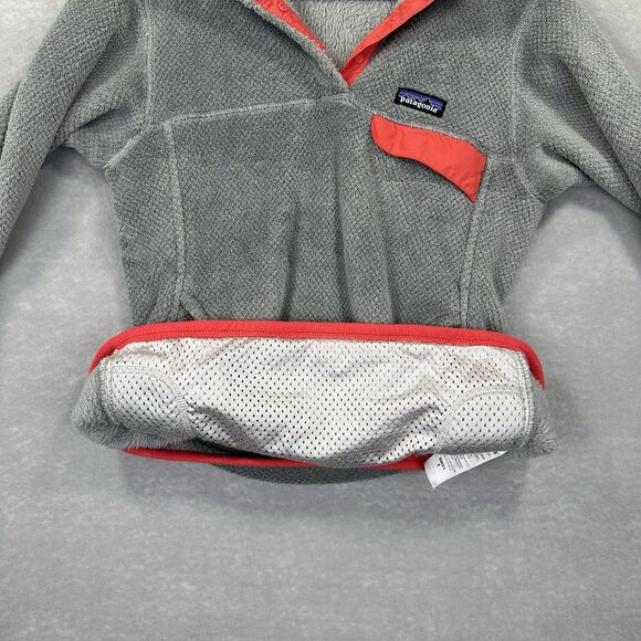 Patagonia Women's Re-Tool Medium Snap-T Pullover Gray & Coral Polartec Thermal - Picture 9 of 14